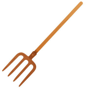 Pitchfork farm tool agriculture gardening farmer fork equipment vector illustration