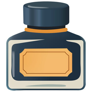 Vintage ink bottle inkwell calligraphy writing stationery retro vector illustration