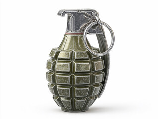 Fototapeta premium Grenade displayed on a plain surface in a studio setting with focus on its design and details