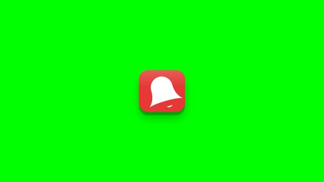 Extra-large subscribe button on a chroma-key green screen. Starts gray, turns red on click, flips into a gray notification bell icon, which turns red.