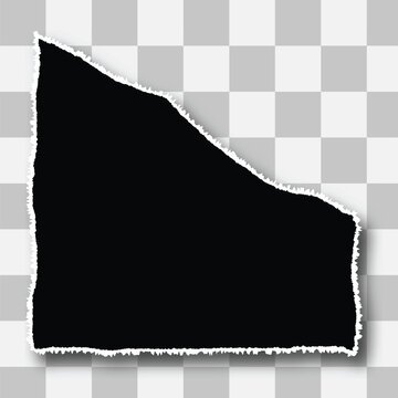A dramatic isolated piece of torn black paper against a checkered gray and white background