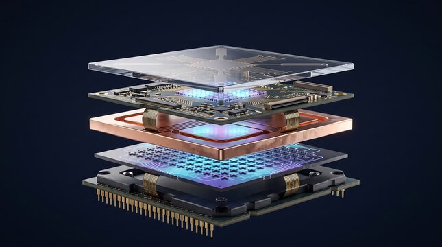Exploded Quantum Processor, Modular Computing Illustration