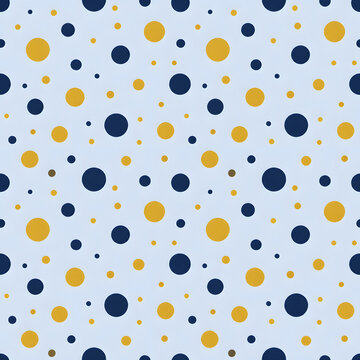 Navy and mustard polka dots on pale blue