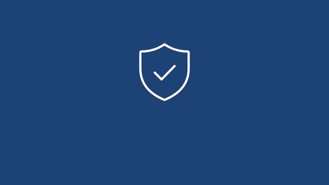 Payment Verified shield with check mark on navy blue, secure transaction confirmed animation for online payment security