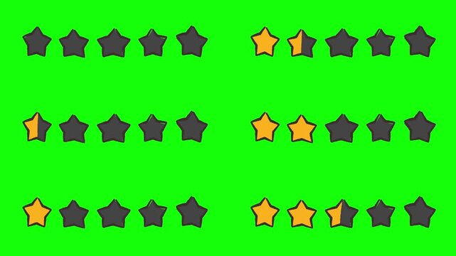 0.5まで細かく表現できるゆるい五つ星評価のアニメーションセット