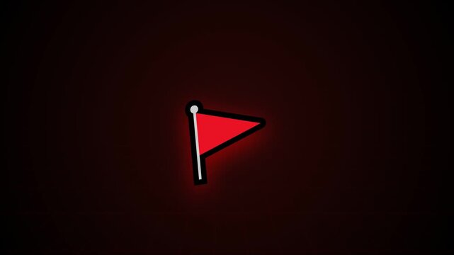 Red glowing flag markers on black background