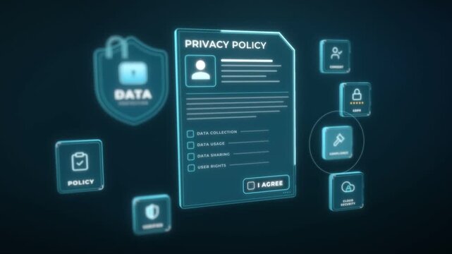 Privacy policy agreement with data protection shield as checkboxes are ticked and I agree is pressed