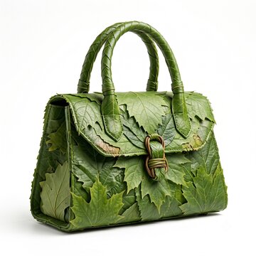 Shoping Bag Made With Leaf In White Background 