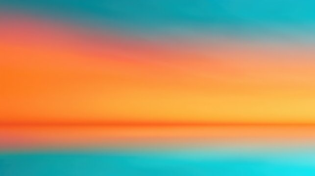 Horizon line divides vibrant orange and teal abstract colors.