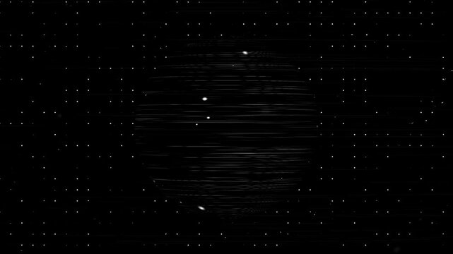 Geometric sphere animation rotates with parallel latitude lines. Planetary coordinate data mapping structures guide geometric sphere animation. Astronomy hubs use sphere.