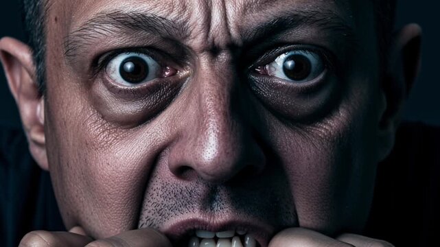 Man covering face in shock during intense moment with dramatic