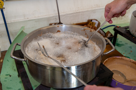 chestnut flour fritters with typical autumn pans