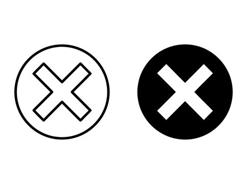 Cross delete circle icon set for cancel and remove