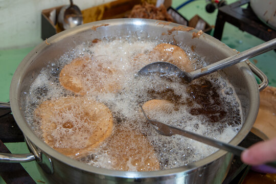 chestnut flour fritters with typical autumn pans