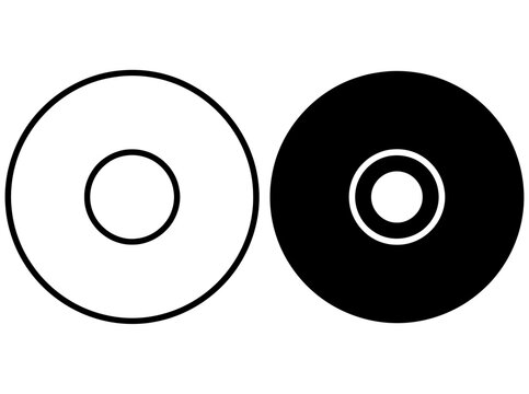 Compact disc outline icon set for music and storage