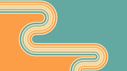 Abstract background of rainbow groovy Wavy Line design in 1970s Hippie Retro style. Vector pattern ready to use for cloth, textile, wrap and other. © 9Air