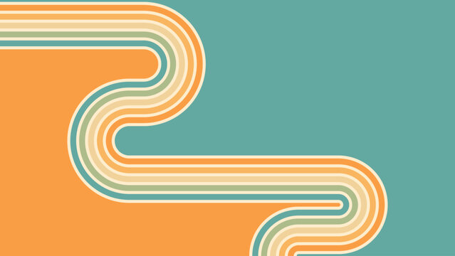 Abstract background of rainbow groovy Wavy Line design in 1970s Hippie Retro style. Vector pattern ready to use for cloth, textile, wrap and other.