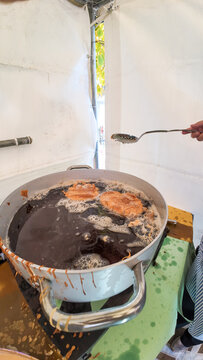 chestnut flour fritters with typical autumn pans