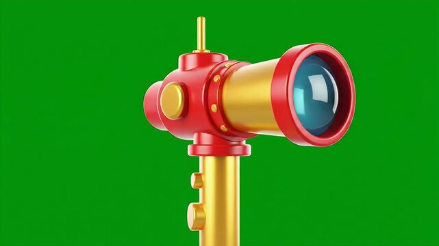 Cartoon Periscope Extending From Submarine - A bright and colorful cartoon periscope is shown extending upwards against a vibrant green screen background.