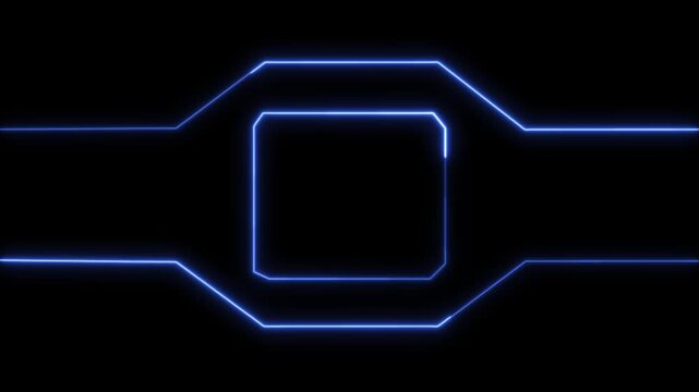 Geometric frame animation centers an open presentation layout. Minimalist user interface dashboard borders shape active geometric frame animation. Broadcast setups use frame.