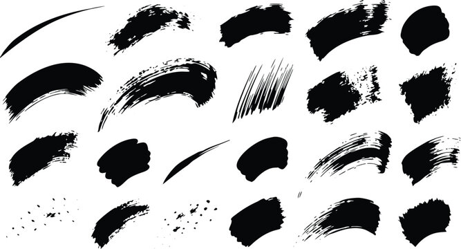 Black ink brush stroke vector illustration, expressive marks and paint swashes for branding and design projects