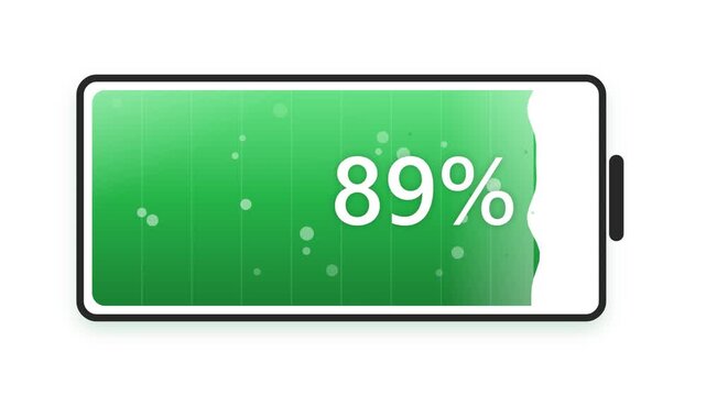 Digital Battery Charge Indicator Icon with Eighty Nine Percent Capacity Displayed in a Minimalist Green Graphical Interface Design