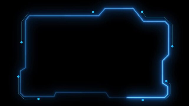 Circuit frame animation encloses technical cyberspace borders. Motherboard processor hardware computing routes on circuit frame animation. Tech control consoles use frame.