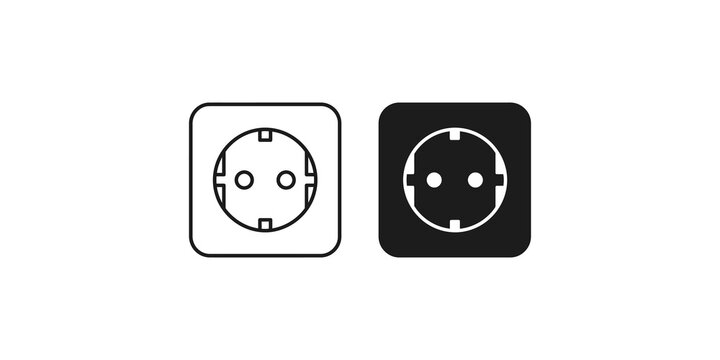 Electrical power socket icons set, flat vector illustration for web, app and infographic design
