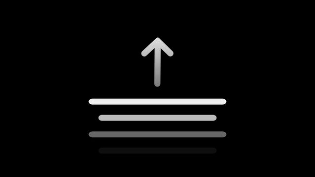 Stack Upload Icon Animation on Black Background. Upload Progress, Preloader Animation Web Design Template. Seamless Loop Animation in 4K.