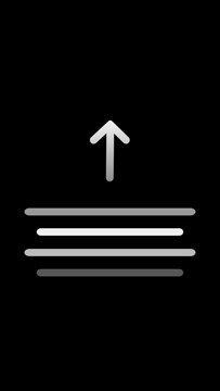Stack Upload Icon Animation on Black Background. Upload Progress, Preloader Animation Web Design Template. Seamless Loop Animation in 4K Vertical.
