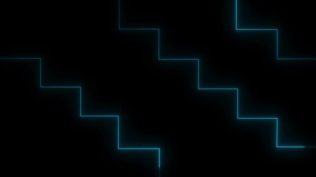 Staircase pattern animation steps upward with geometric lines. Career advancement milestone development routes on staircase pattern animation. Training programs use pattern.