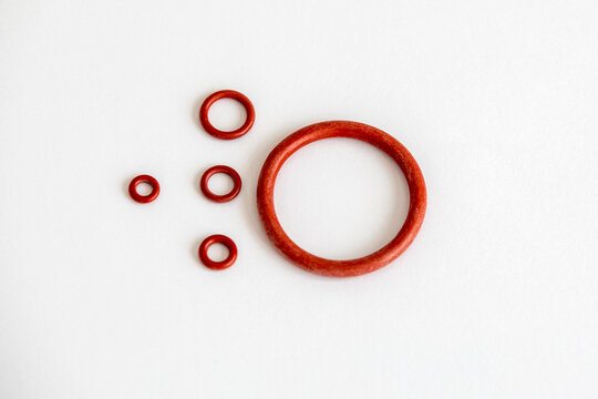 Coffee Machine Rubber Gasket Set Isolated on White Background