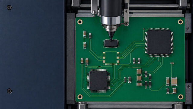 Automated Chip Placement on a Green Circuit Board