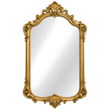 Elegant antique gold ornate mirror with rococo floral carvings