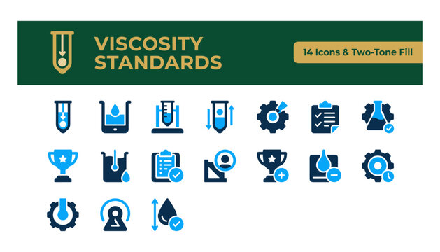 Viscosity standards icon set
