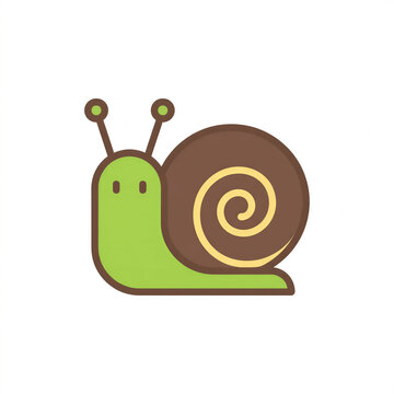 Cute Snail Flat Vector Illustration with Spiral Shell