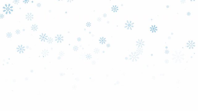 Glowing Snowflakes Falling in Winter Night, Blue Snowfall Particle Background Animation Loop, Christmas Holiday Weather Effect, Shiny Ice Flakes and Blizzard Motion, Cold Season FX