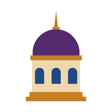 Flat illustration of a building with a purple dome