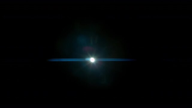 Real Shooted Anamorphic Lens Flare on Black Background in Super Slow Motion.
