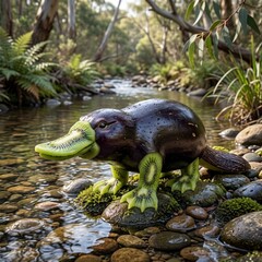 Fototapeta premium Water animal Made With Kiwi