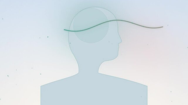 Head silhouette untangling thoughts into a smooth line seamless loop