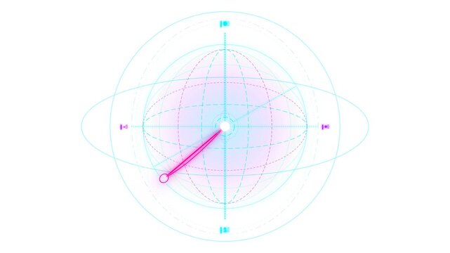 Quantum Computing Qubit Processing Loop with Bloch Sphere representation, state vector movement and mathematical coordinates on a transparent background, high-tech scientific visualization.