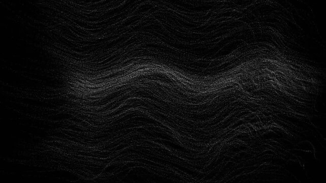 Abstract 3d flowing wave of white particles on a dark background for motion graphics