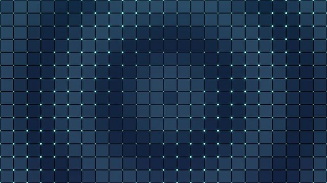 Glowing blue digital grid background with pulsing circular wave motion on high tech square tiles