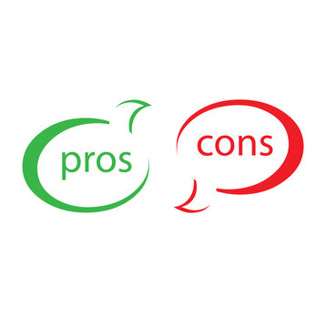 Pros cons in flat style. Green and Red flat icons. Concept for advantages disadvantages in business planning. Vector illustration.