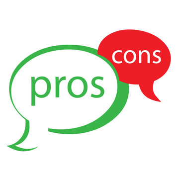Pros cons in flat style. Green and Red flat icons. Concept for advantages disadvantages in business planning. Vector illustration.