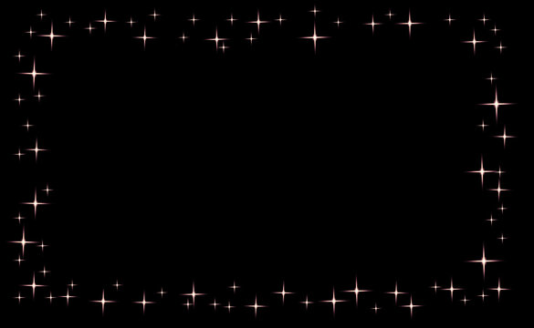 Sparkling star frame border on black background