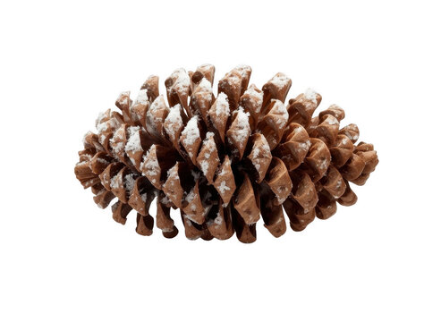 Pinecone covered in snow and winter frost