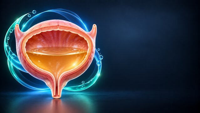 Urinary bladder anatomy cross section medical visualization for urology and healthcare