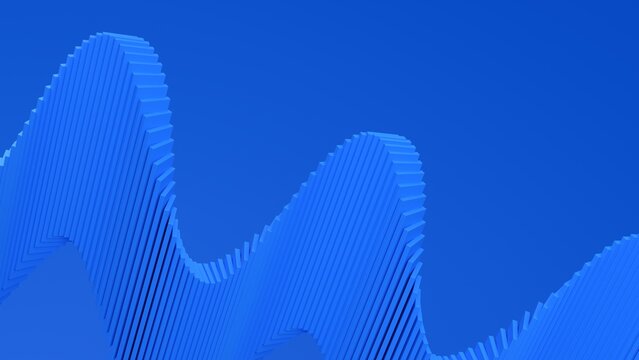 Abstract 3D Blue Wave Pattern Consisting Of Vertical Parallel Bars Creating A Smooth Flowing Minimalist Background For Modern Digital Technology